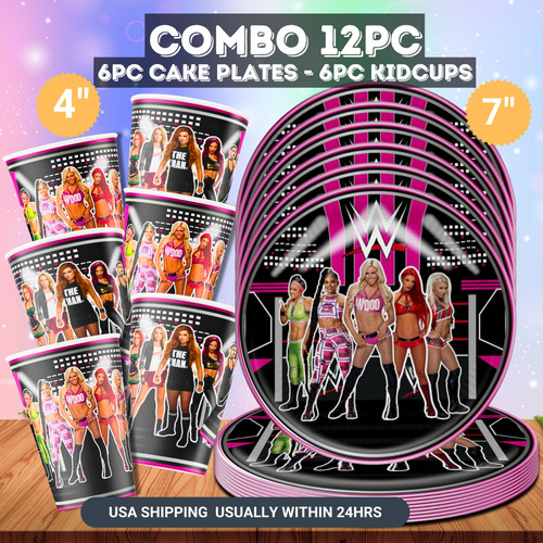 Wwe wrestling girl plate - wrestling,