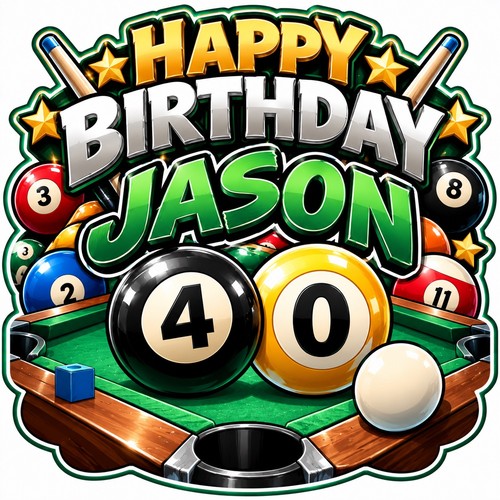 Pool snooker cake topper - 3d,